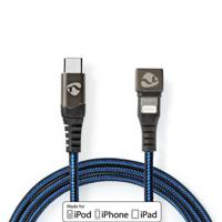 Nedis GCTB39650AL10 Data- En Oplaadkabel Usb-c™ Male Naar Apple Lightning 8-pins Male 180°-aansluiting Voor Gaming 1,0 M Rond Gevlochten Zwart-blauw - thumbnail