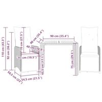3-delige Bistroset met kussens poly rattan zwart - thumbnail