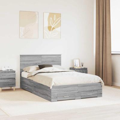 Bedframe met hoofdeinde Grijs Sonoma 120 x 190 cm Bewerkt hout