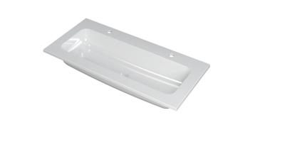 INK Wastafel Faktor polystone centraal met 2 kraangaten 100 cm x 45 cm x 1,5 cm Glans wit 3407012