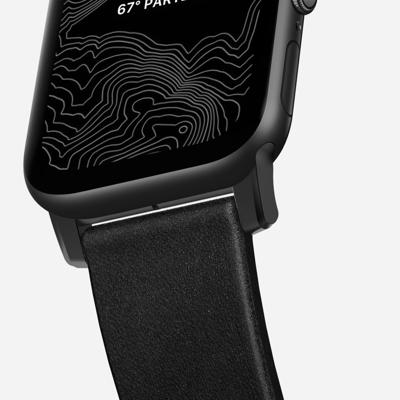 Nomad Modern lederen horlogeband zwart / zwarte hardware 45/46/49 mm - Black - thumbnail