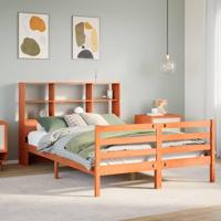 Bed met boekenkast zonder matras hout wasbruin 140x200 cm - thumbnail