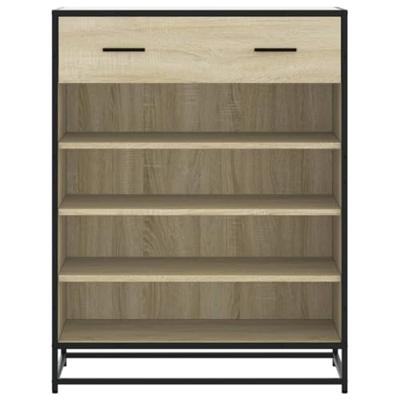 Schoenenkast 75x38x97,5 cm bewerkt hout en metaal sonoma eiken