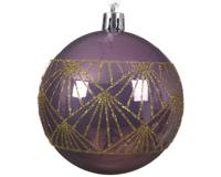 Kerstbal plastic grafisch d8 cm w.lila KSD - Ksd - thumbnail