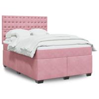 Boxspring met matras fluweel roze 140x190 cm - thumbnail