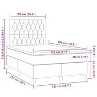 Boxspring met matras en LED stof lichtgrijs 120x190 cm - thumbnail
