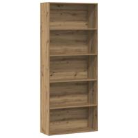 Boekenkast 80x30x189 cm bewerkt hout artisanaal eikenkleur - thumbnail