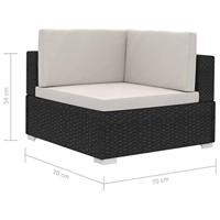Hoekbanken 2 st met kussens poly rattan zwart - thumbnail