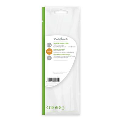 Nedis Interne Voedingskabel | SATA 15-Pins Male naar Molex Female / SATA 15-Pins Female | 0.2 m | 1 stuks - CCGP73555VA015 CCGP73555VA015 - thumbnail