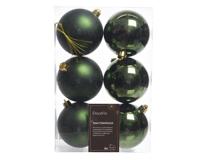 6 Kerstballen plastic glans-mat diameter 8cm Dennen groen KSD - Ksd - thumbnail