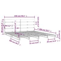 Bedframe zonder matras massief grenenhout wit 160x200 cm - thumbnail