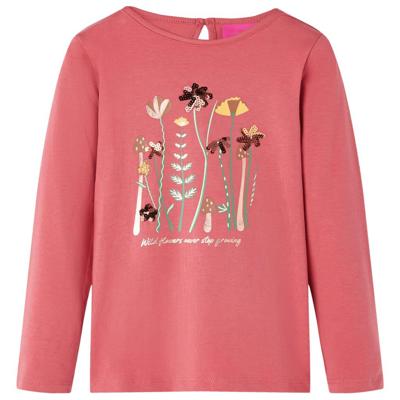 Kindershirt met lange mouwen bloemenprint 116 oudroze Kindershirt met lange mouwen bloemenprint 116 oudroze