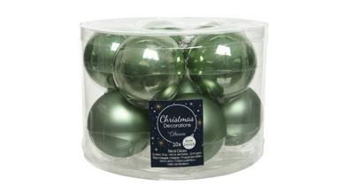 Decoris kerstballen saliegroen glas 6cm 10st Decoris kerstballen saliegroen glas 6cm 10st