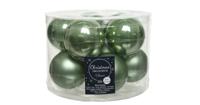 Decoris kerstballen saliegroen glas 6cm 10st - thumbnail