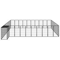 Hondenkennel 42 panelen 50x100 cm gepoedercoat staal zwart - thumbnail