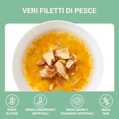 Schesir Cat Soup met tonijn, wortel en pompoen natvoer kat (zakjes) 4 dozen (48 x 40g)