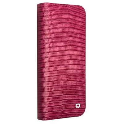 Qialino iPhone 16 Pro Max hoesje - Leren bookcase - Croco Roze Qialino iPhone 16 Pro Max hoesje - Leren bookcase - Croco Roze