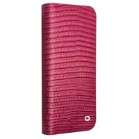 Qialino iPhone 16 Pro Max hoesje - Leren bookcase - Croco Roze - thumbnail