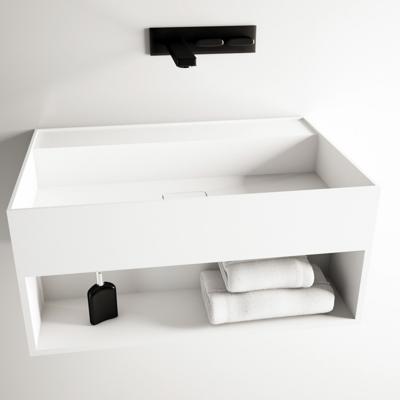 Fontein Ideavit Solidbliss 60x40x28 cm Solid Surface Handdoek Opberg Mogelijkheid Mat Wit Ideavit
