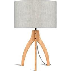 Good&Mojo Tafellamp 'Annapurna' Bamboe en Eco linnen, kleur Beige