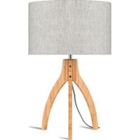 Good&Mojo Tafellamp 'Annapurna' Bamboe en Eco linnen, kleur Beige - thumbnail