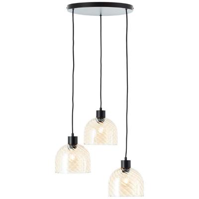 Brilliant 3-lichts hanglampCasto zwart met amber glas - 60109/20