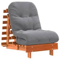 Futon slaapbank met matras 60x206x11 cm grenenhout wasbruin - thumbnail