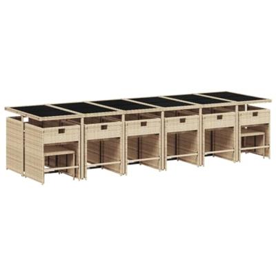 17-delige Tuinset met kussens poly rattan beige