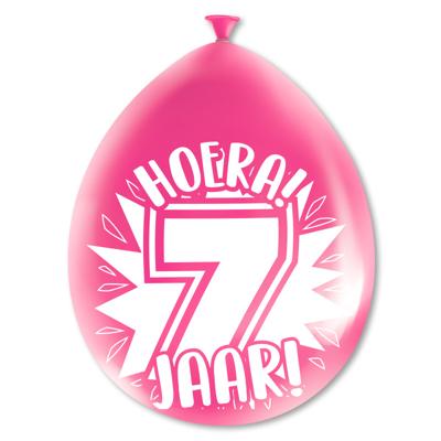 Party Ballonnen Hoera 7 Jaar - 8 Stuks