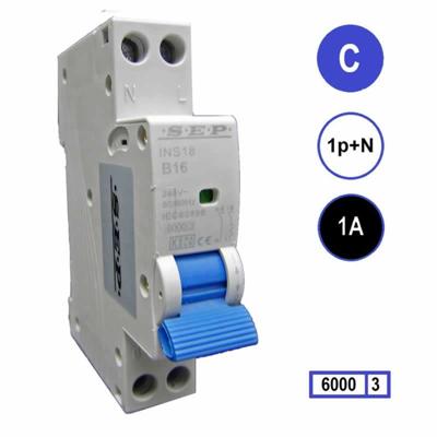 SEP Installatie automaat C01 1polig+n 6kA 18mm breed