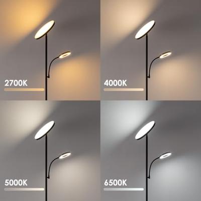 Home Sweet Home - Moderne Vloerlamp - 25/25/175 cm - Zwart - Metalen Staande Lamp - Met leeslamp - Geïntegreerde LED 7W 3636Lm - Dimbaar - Voor Kantoor en Slaapkamer