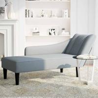 Chaise longue met rechterarmleuning stof lichtgrijs - thumbnail