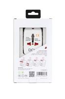 DCU TECNOLOGIC Stekkeradapter | internationale converter | Compatibel met Europa, Groot-Brittannië, VS, China, Japan en Australië | Overspanningsbeveiliging | Wit - thumbnail
