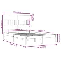 Bedframe massief hout wit 140x190 cm - thumbnail