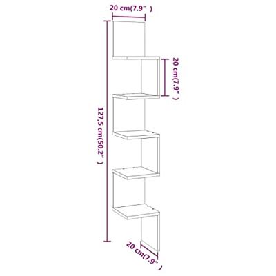 Hoekwandschap 20x20x127,5 cm bewerkt hout bruineikenkleurig - thumbnail