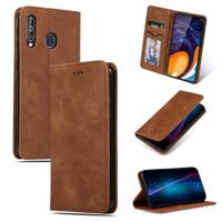 Retro huid voelen Business magnetische horizontale Flip lederen case voor Galaxy A60/M40 (bruin) - thumbnail