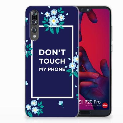 Huawei P20 Pro Silicone-hoesje Flowers Blue DTMP Huawei P20 Pro Silicone-hoesje Flowers Blue DTMP