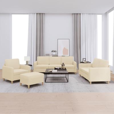 4-delige Loungeset met kussens stof crèmekleurig