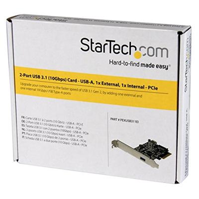 .com 2-Poorts USB 3.1 (10Gbps) kaart- USB-A, 1x externe, 1x interne - PCIe USB 3.1 kaart type-A - PCI Express - ondersteunt UASP - USB-adapter - PCIe x4 laag profiel - USB 3.1 x 2