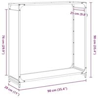 Brandhoutrek 90x28x90 cm koudgewalst staal antracietkleurig - thumbnail
