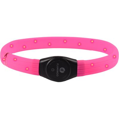 Visio Light Led Halsband Jumbo Roze 35 tot 64 centimeter lengte x 7 mm breedt Flamingo Roos