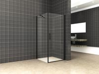 Douchecabine Wiesbaden Uni Klapdeur Vierkant 100x100x200 cm 8 mm NANO Coating Mat Zwart - thumbnail