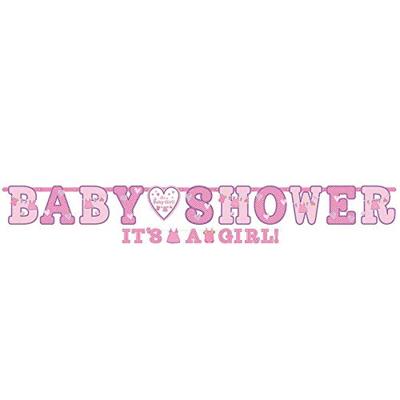 Letterslinger Baby Shower/Its a Girl roze set van 2 | 24 stuks
