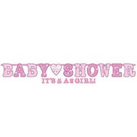 Letterslinger Baby Shower/Its a Girl roze set van 2 | 24 stuks - thumbnail