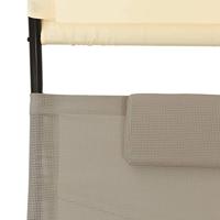 Ligbed tweepersoons met luifel textileen taupe en crèmekleurig - thumbnail