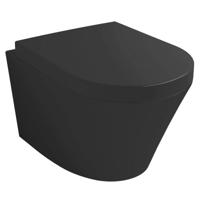 Wiesbaden Vesta wandcloset rimless met Vesta toiletzitting softclose en quick release mat zwart - thumbnail
