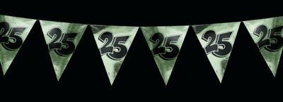 Vlaggenlijn slinger 25 jaar zilverkleurig Vlaggenlijn slinger 25 jaar zilverkleurig