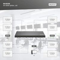 Digitus DS-55338 8 + 1 poorten HDMI-splitter LED-weergave, Met status-LEDs, Met metalen behuizing, Individueel schakelbaar, Ultra HD-geschikt 3840 x 2160 Pixel - thumbnail