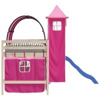 Gordijnen voor hoogslaper met tunnel en toren roze - thumbnail