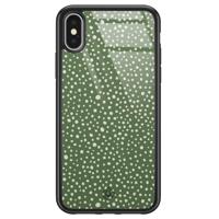 iPhone X/XS glazen hardcase - Green dots - thumbnail